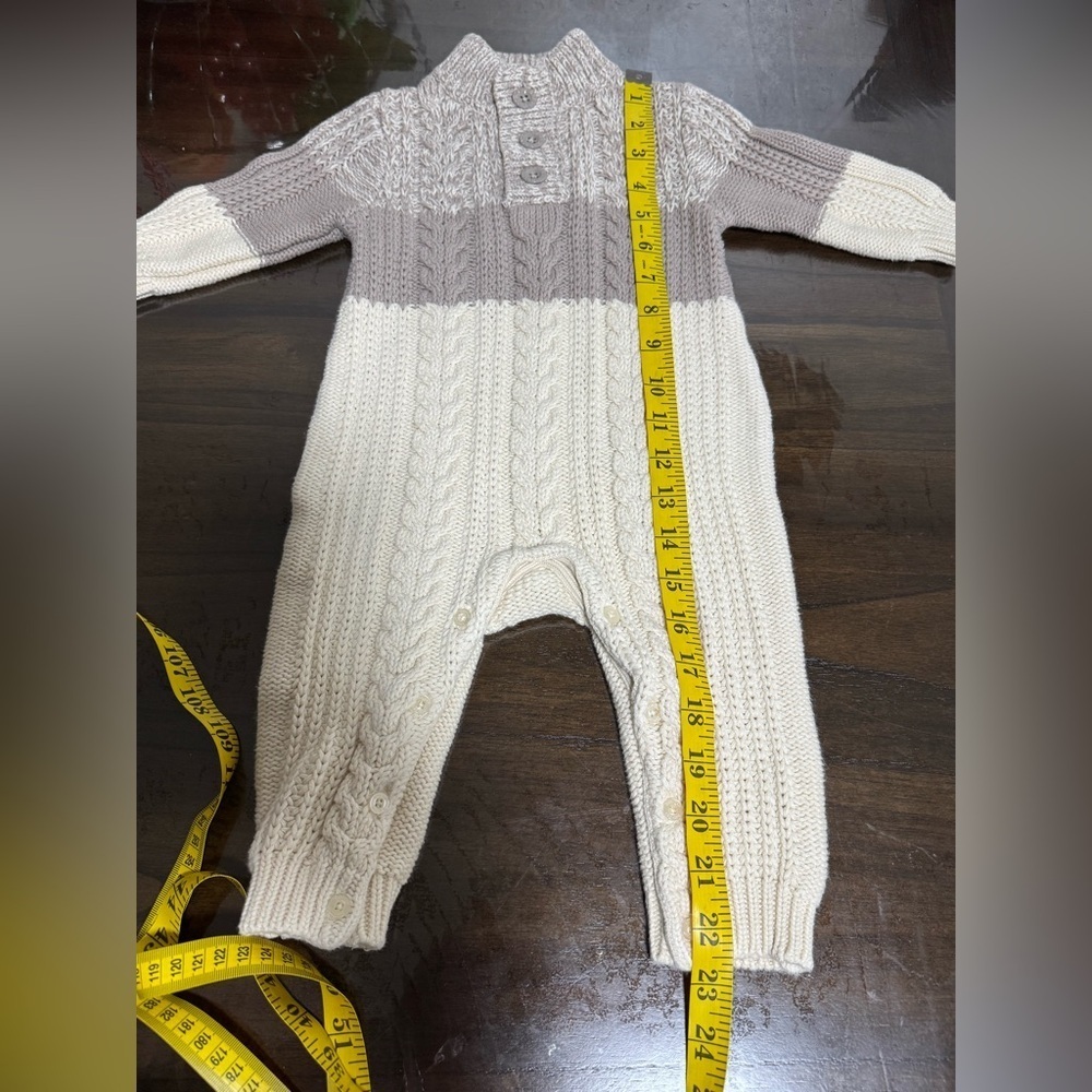 Baby Gap 6-12 Month Cotton Cable-Knit Sweater One-Piece Romper - Picture 7 of 10